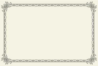 Eski çerçeve. Retro dekoratif çerçeve, dikdörtgen süs, süslü kenar. Dekoratif antika müze resmi ya da deco saptırıcı