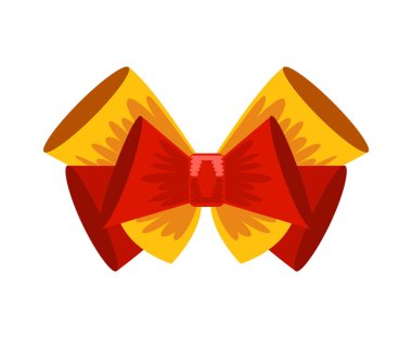 Hediye yayı düz vektör çizimi. Şimdiki öge şablonu için renk düğümü. Hediyeler, selamlar ya da tatiller için dekorasyon