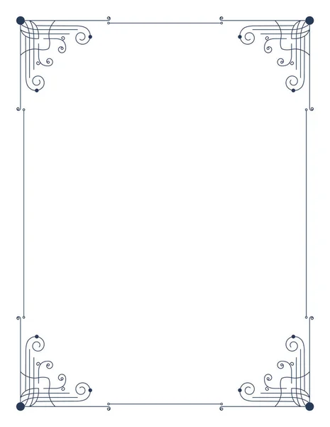Decoratief frame met draaiende hoeken. Elegantie grens. Eenvoudige contour voor bruiloft, groet banner ontwerp. Geïsoleerde vectorillustratie — Stockvector