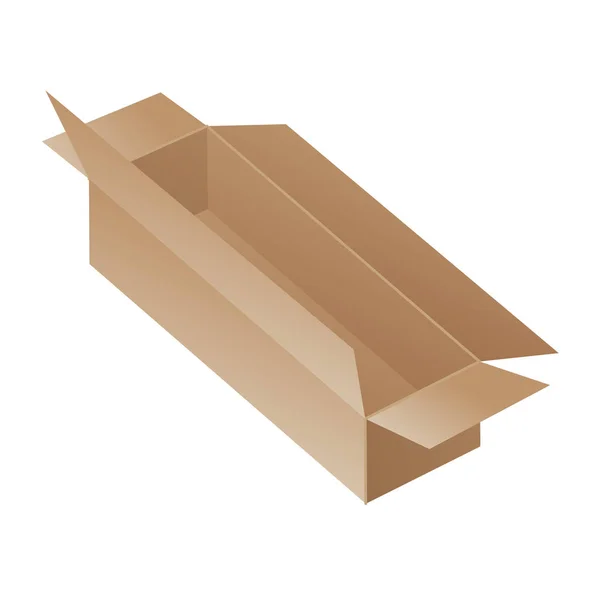 Lådan. Pappkartong, mockup. Postbehållare. Brun återvinning kartong leverans box eller postpaket förpackning, realistisk vektor illustration isolerad på vit bakgrund — Stock vektor