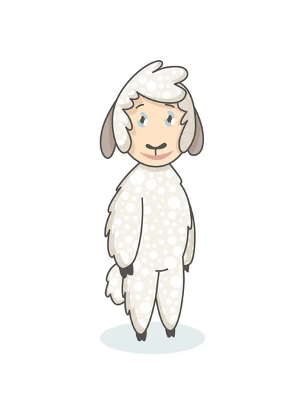 Funny linda oveja blanca en estilo dibujado a mano. Impresión creativa infantil para decoración o tarjeta. Elemento de diseño gráfico vectorial para niños cartel — Vector de stock