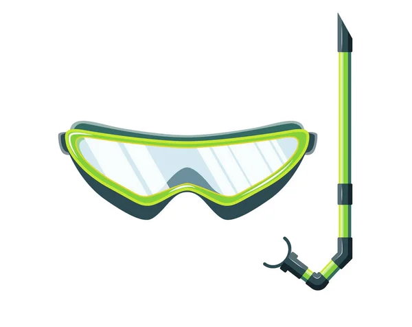 Máscara de snorkel para buceo y natación. Ilustración de buceo, máscaras de natación con snorkel. Equipo de buceo realista para vacaciones de verano — Vector de stock