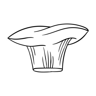 Aşçı şefi şapkası ya da taslak çizim çizimi tarzında şapka. Restoran veya kafe için boyama vektör eli çizilmiş mutfak personeli başlığı