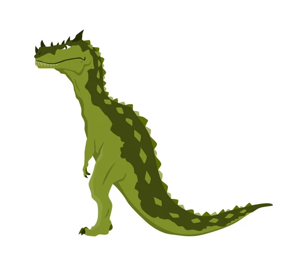 Icono plano de dinosaurio Allosaurus. Monstruo reptil prehistórico aislado de color sobre fondo blanco. Vector de dibujos animados dino animal — Vector de stock