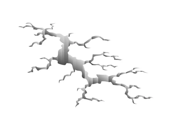 Scheuren na een aardbeving. Gat in de grond en vernietigingsscheur. Droge aarde kraken of vernietiging gat. Geïsoleerde vector. Gebarsten oppervlak — Stockvector