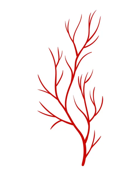 Des veines humaines. Silhouette rouge vaisseau, artères ou capillaires sur fond blanc. Élément d'anatomie conceptuelle pour la science médicale. Vecteur isolé symbole du système sanguin — Image vectorielle