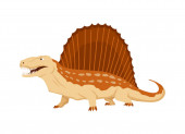Dimetrodon dinoszaurusz lapos ikon. Színes elszigetelt őskori hüllő szörny fehér háttérrel. Vektor rajzfilm dinó állat