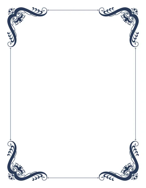 Decoratief frame met draaiende hoeken. Elegantie grensontwerp. Lineaire contour voor bruiloft of groet banner. Geïsoleerde vectorillustratie — Stockvector