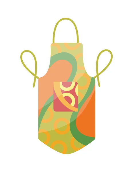 Kitchen apron in bright colours with pocket and design form. Colorful protective garment with pattern background isolated on white background. Cooking uniform for housewife or chef — Stock Vector