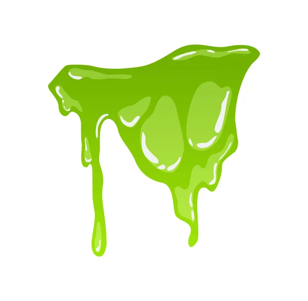 Baba verde. Goo blob salpicaduras, moco goteo tóxico. Salpicaduras y gotas viscosas, bordes líquidos. Dibujos animados aislado vector formas decorativas de jugar mancha. Snot. — Vector de stock