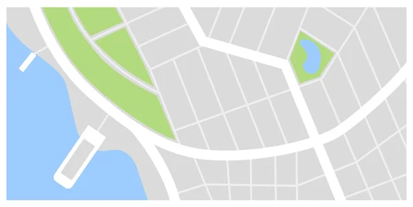 Mapa de la ciudad. Calles de la ciudad con parque de línea verde y río. Plano de navegación GPS del centro, transporte abstracto urbano en vector. Dibujo ciudad pequeña hoja de ruta. Textura de patrón urbano — Archivo Imágenes Vectoriales