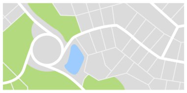 Şehir haritası. Yeşil çizgi parkı ve nehri olan şehir sokakları. Şehir merkezindeki GPS navigasyon planı, vektör içinde soyut ulaşım kenti. Kasabanın küçük yol haritasını çiziyorum. Şehir deseni dokusu