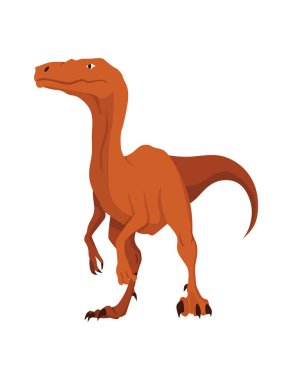 T-rex dinozor düz ikonu. Beyaz arka planda renkli, tarih öncesi sürüngen canavarı. Vektör karikatür dino hayvan