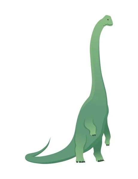 Brachiosaurus dinosaurus plochá ikona. Barevné izolované prehistorické plazí monstrum na bílém pozadí. Býložravé vektorové kreslené dino zvíře — Stockový vektor