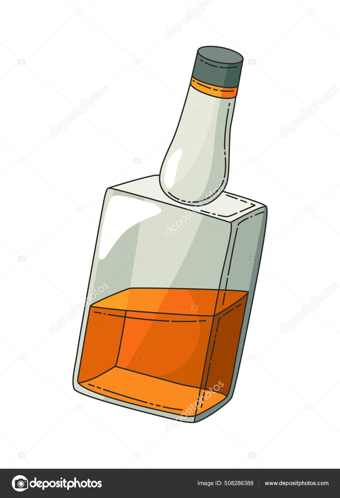 Realistic glass with bourbon and ice cubes Vector Image