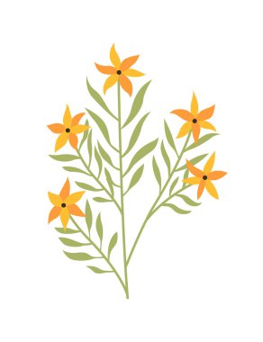 Bahar çiçeği. Botanik çiçek ikonu tasarımı. Beyaz arka planda bahçe bitkisi. Renkli düz vektör çizimi. Düğün davetiyesi ya da albüm için iyi bir dekorasyon.