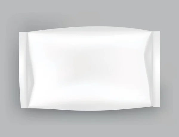 Modèle d'emballage ou de pochette. Blanc brillant réaliste de doy pack, casse-croûte à puce, paquet de bonbons ou emballage de produits cosmétiques. Modèle de paquet en plastique prêt pour la marque — Image vectorielle
