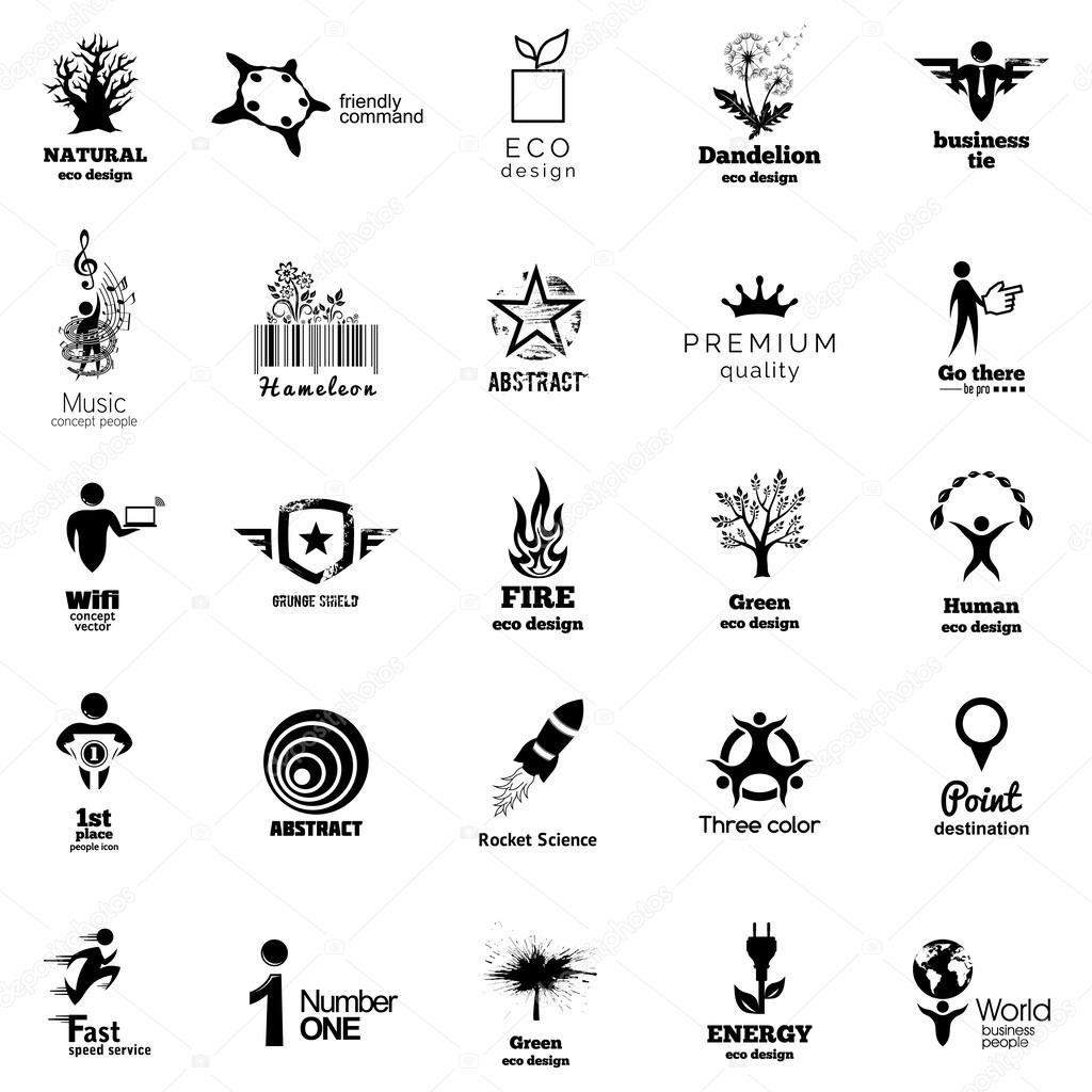 Color Corporate Icon Collection. Abstact Logo Template collection. Easy to colorize to your logotype Design. Vector illustration with eco symbols and elements