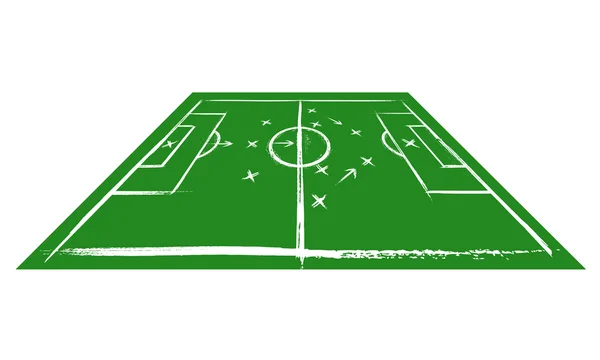 Terrain de football en perspective. Formation — Image vectorielle