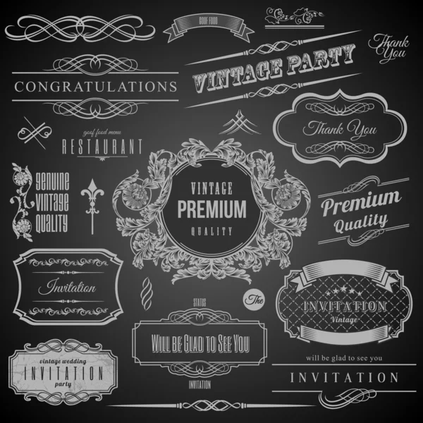 Retro Calligraphic design elements. Invitation frame. Collection of Frames and decorative vector elements — Stock Vector