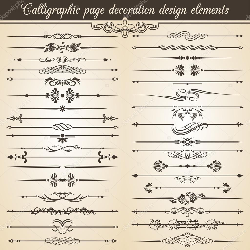 Calligraphie vintage page décoration éléments de ...