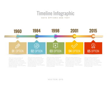 Zaman çizelgesi Infographic diyagramları, veri seçenekleri ve metin