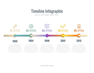 Zaman çizelgesi Infographic diyagramları, seçenekleri ve metin