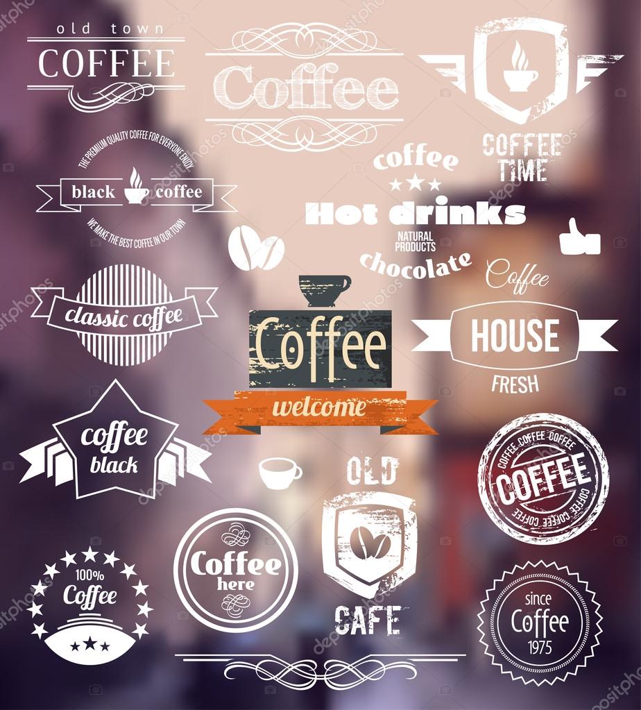 Coffee Logo. Old Town Stamp concept. Vector Retro coffee Badges and Labels