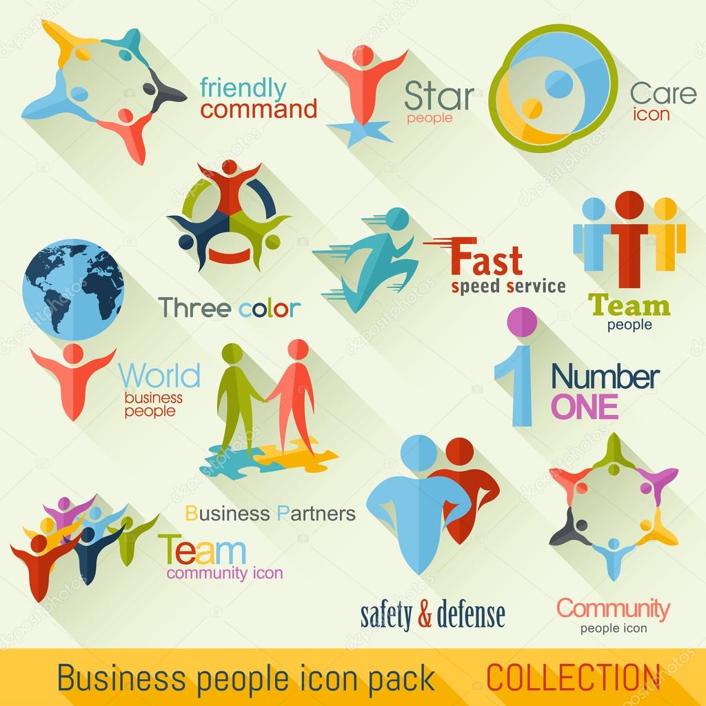 Flat Business People Logo Collection. Corporate Identity