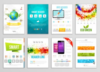 Set of Flyer, Brochure, Background, Banner Designs. Vector Poster Templates. Paint Splashes Abstract Background for Business Card