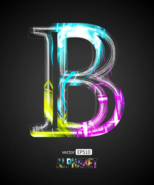 Vector Design Light Effect Alphabet. Letter B on a Black Background. — Stock Vector