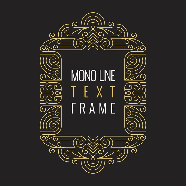 Vector Mono Line style Geometric Frame Template for Text. Golden Monogram Design element for Labels and Badges — Stock Vector