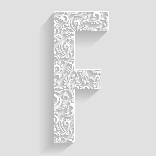 Lettera F. Vector Floral Biglietti d'invito Caratteri decorativi — Vettoriale Stock