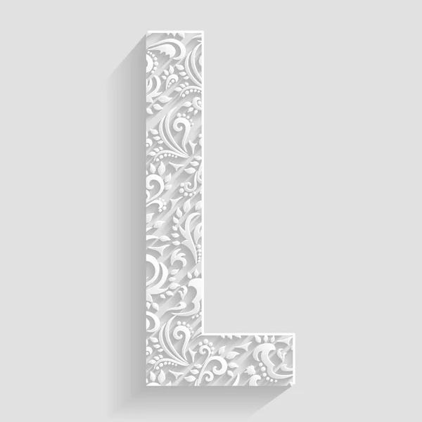 Mektup l. vektör çiçek davetiye kartları dekoratif yazı tipi — Stok Vektör