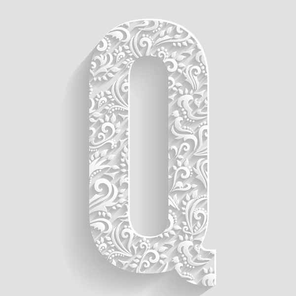 Brief q. vector floral uitnodiging kaarten decoratieve lettertypen — Stockvector