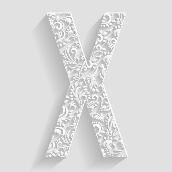 Mektup x. vektör çiçek davetiye kartları dekoratif yazı tipi — Stok Vektör