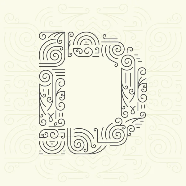 Vector Mono Line style Geometric Font Tu para Texto, Eslogan, Plantilla o Publicidad. Elemento de diseño de monograma dorado para etiquetas e insignias. Letra D — Vector de stock