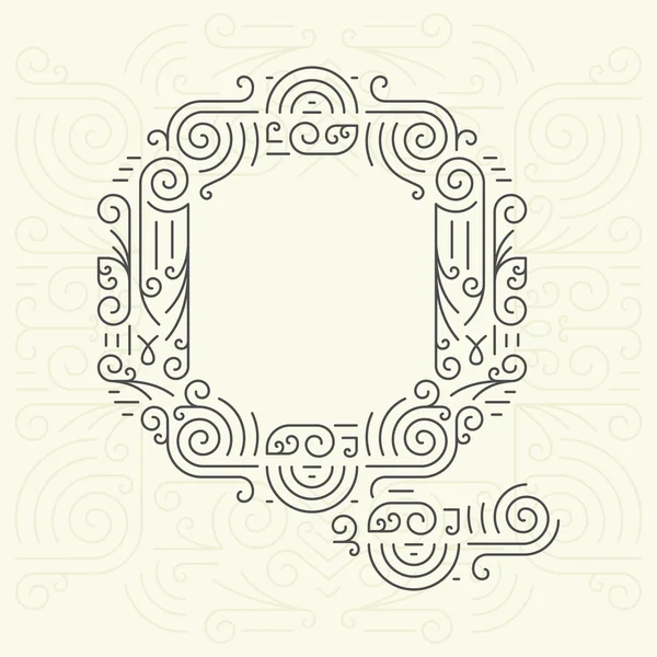 Stile Vector Mono Line Caratteri Geometrici per Testo, Slogan, Template o Pubblicità. Elemento di design Golden Monogram per etichette e badge. Lettera Q — Vettoriale Stock