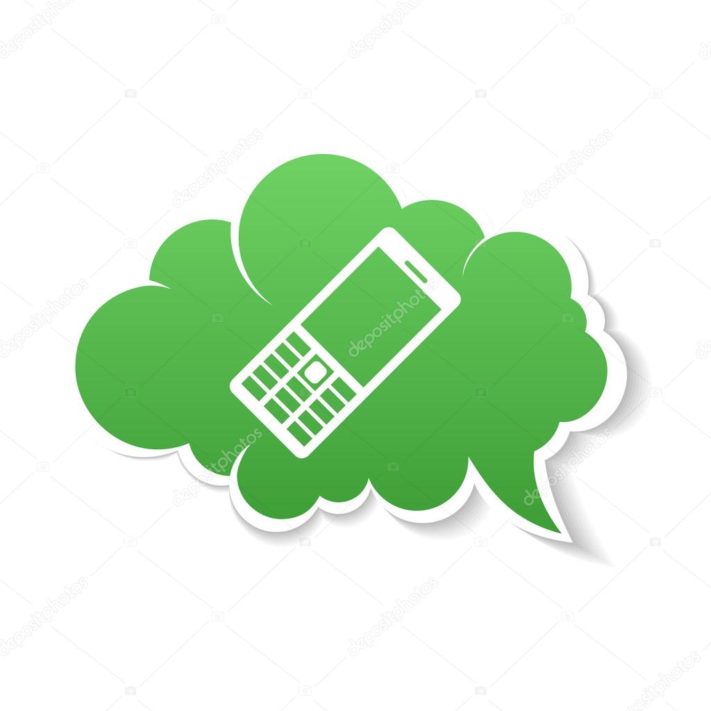 Green Phone speech Bubble Icon. Vecter color Illustration