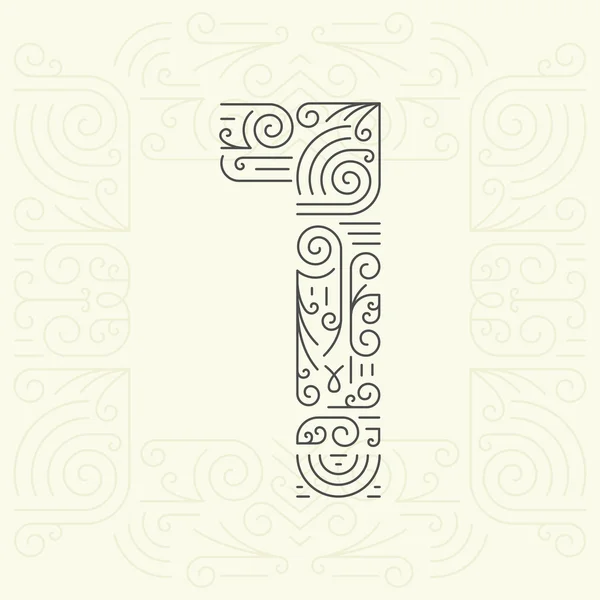 Vector Mono lijnstijl geometrische lettertype voor uw tekst. Nummer 1 — Stockvector