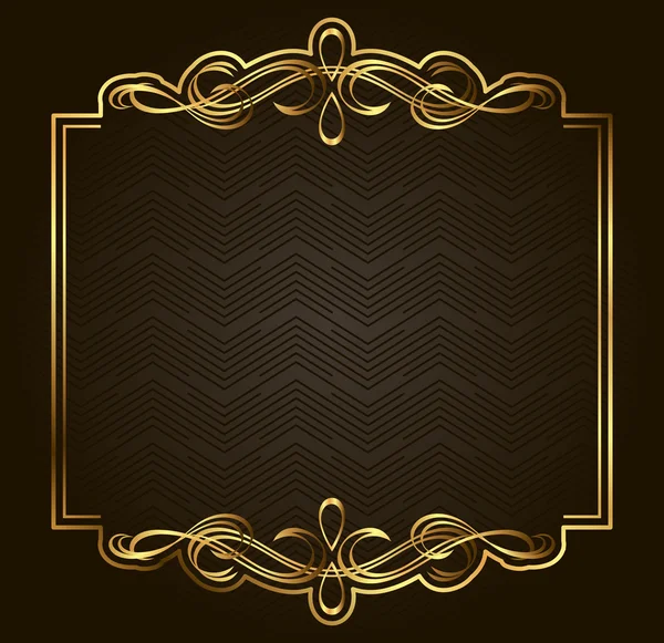 Caligrafía Retro vector marco de oro sobre fondo oscuro. Elemento de diseño Premium — Archivo Imágenes Vectoriales