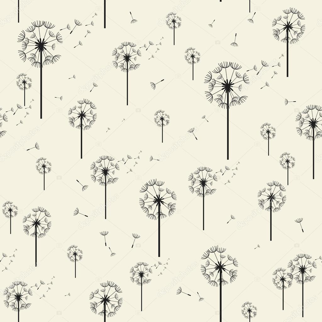 Dandelion Vector Seamless Pattern. Modern Stylish Texture. Repeating Geometric Elements Background