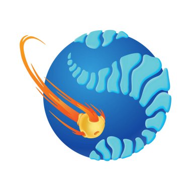 Yüzeyinden süzülen parlak bir kuyrukluyıldızın yer aldığı canlı bir mavi küre, gezegenin ve uzayın çarpıcı bir görsel temsilini oluşturuyor.