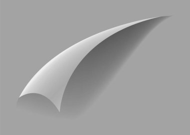 Kıvrılmış kağıt köşesi. Eğri sayfa köşesi, sayfa kenarı kıvrımlı ve gerçekçi gölgesi olan eğri kağıt çarşaf. Kağıt köşe katlaması beyaz arkaplanda izole edildi.