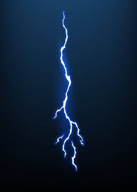 Kıvılcımlı şimşek animasyonu. Elektrik yıldırımı tehlikesi, hafif elektrik güçlü gök gürültüsü. Parlak enerji efekti, vektör çizimi.