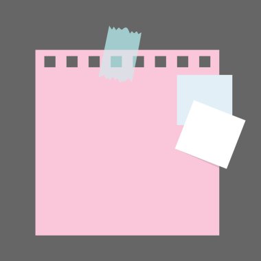 Kağıt çıkartmalar. Kağıt kağıtlara not bırakılacak yerler. Liste ve ofis bildirimi ya da bilgi panosu için boş yapışkan yer.