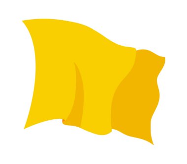 El sallayan bayrak. Beyaz arkaplanda sarı bayrak şablonu. Ulusal bayraklar sallanıyor. Sancak tasarımı modelleme ögesi.