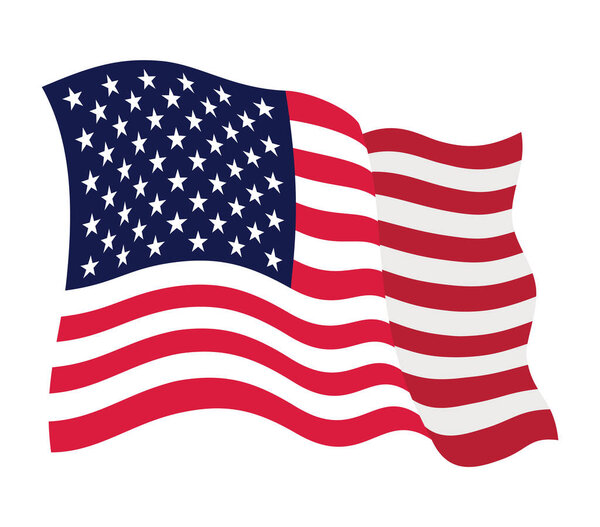 США размахивают флагом. Американский национальный символ выделен на белом фоне. Элемент дизайна баннеров.