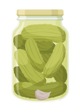 Ev yapımı salatalık turşusu. Paketleme, etiket, menü, tabela ya da vitrin için terbiye edilmiş yemek sanatı. Mayalanmış sebzeler, tuzlu turşu. Sağlıklı vejetaryen yemekleri.