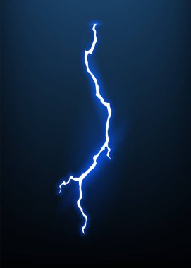 Kıvılcımlı şimşek animasyonu. Elektrik yıldırımı tehlikesi, hafif elektrik güçlü gök gürültüsü. Parlak enerji efekti, vektör çizimi.